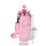 Personlig Pearl Initial vannflaskeholderpose Veske for 40oz Stanley Tumbler med justerbar stropp og halm toppers Bursdagsgave til henne