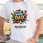 Personalized Best Dad Repair Tool Design 100% Cotton T-shirt with 1-8 Kid Names Father's Day Birthday Gift for Dad Grandpa