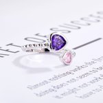 Personalizado Doble Corazón Piedras de Nacimiento Ajustable Anillo Abierto Cumpleaños Día de la Madre de regalo para las mujeres