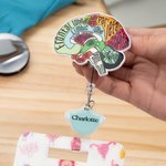 Personalisierte Anatomische Herz Gehirn Lunge Einziehbare Badge Reel mit Namen Charm und Badge Buddy Geschenk für Krankenschwester Arzt Medizinstudent
