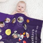 Personalized First Trip Around the Sun Photos Collage Soft Blanket with 12 Photos Name First Birthday Baby Shower Gift for Baby