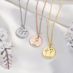 Personalised Birth Flowers Necklace with Engraved 1-3 Names Birthday Best Friend Jewellery Gift for Her