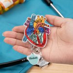 Personalisierte Anatomische Herz Gehirn Lunge Einziehbare Badge Reel mit Namen Charm und Badge Buddy Geschenk für Krankenschwester Arzt Medizinstudent