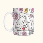 Gepersonaliseerde 3D-effect bloemenknuffelbeer mok met 2-9 namen Vaderdag Verjaardagscadeau voor familie