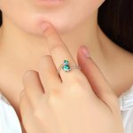 Personalizado Doble Corazón Piedras de Nacimiento Ajustable Anillo Abierto Cumpleaños Día de la Madre de regalo para las mujeres
