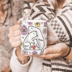 Gepersonaliseerde 3D-effect bloemenknuffelbeer mok met 2-9 namen Vaderdag Verjaardagscadeau voor familie