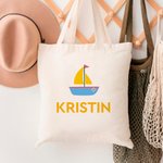 Personalised Beach Fun Sunglasses Coconut Palm Canvas Tote Bag with Name Large Capacity Travel Vacation Gift for Women