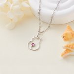 Collier Minimaliste en Silhouette de Chat Personnalisé avec Pierre de Naissance Cadeau d'Anniversaire pour Amoureux des Animaux de Compagnie