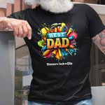 Personalized Best Dad Repair Tool Design 100% Cotton T-shirt with 1-8 Kid Names Father's Day Birthday Gift for Dad Grandpa