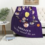 Personalized First Trip Around the Sun Photos Collage Soft Blanket with 12 Photos Name First Birthday Baby Shower Gift for Baby