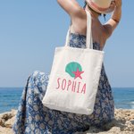 Personalised Beach Fun Sunglasses Coconut Palm Canvas Tote Bag with Name Large Capacity Travel Vacation Gift for Women