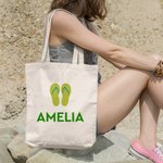 Personalised Beach Fun Sunglasses Coconut Palm Canvas Tote Bag with Name Large Capacity Travel Vacation Gift for Women