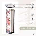 Personalisierte Blume Schmetterling 20oz gerade Skinny Becher mit Namen und Stroh Geburtstag Brautjungfer Geschenk für Frauen