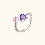 Personalizado Doble Corazón Piedras de Nacimiento Ajustable Anillo Abierto Cumpleaños Día de la Madre de regalo para las mujeres