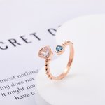 Personalizado Doble Corazón Piedras de Nacimiento Ajustable Anillo Abierto Cumpleaños Día de la Madre de regalo para las mujeres