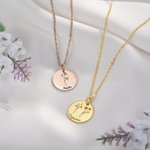 Personalised Birth Flowers Necklace with Engraved 1-3 Names Birthday Best Friend Jewellery Gift for Her