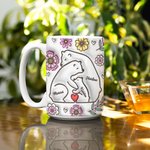 Gepersonaliseerde 3D-effect bloemenknuffelbeer mok met 2-9 namen Vaderdag Verjaardagscadeau voor familie