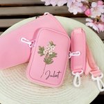 Personalized Waterproof Birth Flower Name Water Bottle Carrier Bag with Removable Pouch for 40oz Stanley Tumbler Birthday Gift for Family Friend