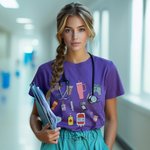 Personalized Multicolor Medical Instrument Pattern Design T-Shirt Sweatshirt with Text Nurse Graduation Birthday Gift for Nurse Doctor