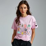 Personalized Multicolor Medical Instrument Pattern Design T-Shirt Sweatshirt with Text Nurse Graduation Birthday Gift for Nurse Doctor