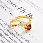 Personalizado Doble Corazón Piedras de Nacimiento Ajustable Anillo Abierto Cumpleaños Día de la Madre de regalo para las mujeres
