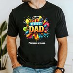 Personalized Best Dad Repair Tool Design 100% Cotton T-shirt with 1-8 Kid Names Father's Day Birthday Gift for Dad Grandpa
