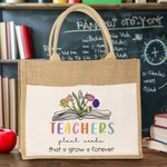 Personalized Teachers Plant Seeds 1-6 Birth Flowers Jute Bag Teacher's Day Gratitude Graduation Gift for Teacher