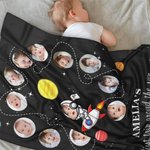 Personalized First Trip Around the Sun Photos Collage Soft Blanket with 12 Photos Name First Birthday Baby Shower Gift for Baby