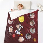 Personalized First Trip Around the Sun Photos Collage Soft Blanket with 12 Photos Name First Birthday Baby Shower Gift for Baby