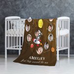 Personalized First Trip Around the Sun Photos Collage Soft Blanket with 12 Photos Name First Birthday Baby Shower Gift for Baby