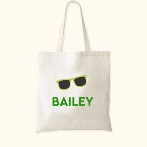 Personalized Beach Fun Sunglasses Coconut Palm Canvas Tote Bag with Name Large Capacity Travel Vacation Gift for Women