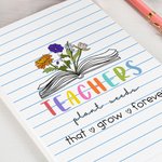 Personalisierte Lehrer Pflanze Samen, die für immer wachsen Leder A5 liniert Notebook mit 1-6 Geburt Blume Graduierung Anerkennung Geschenk für Lehrer