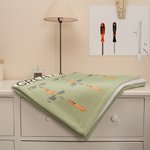Personalized We Love Building Memories Blanket with Hammer Footprint Father's Day Birthday Gift for Dad Grandpa