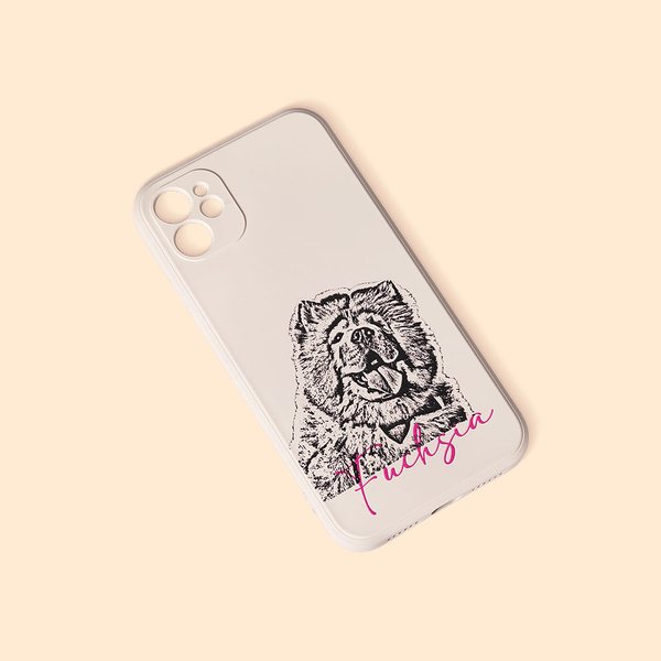 Personalised Sketch Drawing Pet Portrait Photo Silicone Phone Case for iPhone with Name Birthday Memorial Gift for Pet Lovers