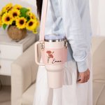 Sac de Bouteille avec Sangle Réglable Personnalisé avec Fleur de Naissance et Nom Manchon Bouteille 40oz Tumbler Cadeau d'Anniversaire pour Elle