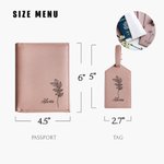 Personalized Birth Flower Leather Passport Holder and Luggage Tag with Name Birthday Gift for Travel Lovers Friends