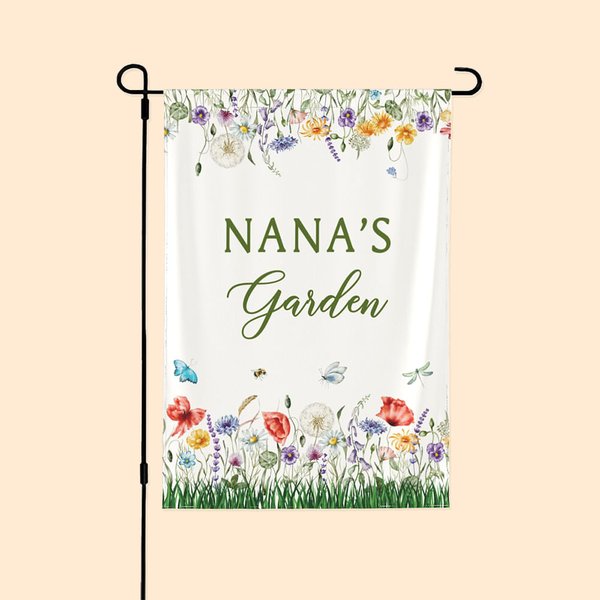 Personalized Spring Flower Butterfly Garden Flag with Text Yard Porch Decoration Holiday Gift for Mom Grandma Gardening Lover