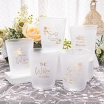 Personalised Bohemia Frosted Plastic Water Cup Set of 10 Wedding Gift