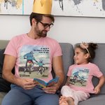 Personalized Motorcycle Helmet Father and Kid 100% Cotton T-shirt with Name Father's Day Gift for Dad Kid