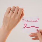 Personlig Jeg er nok til å bekjempe kreft Ring med rosa bånd gravert tekst og kort Brystkreftbevissthet Oppmuntringsgave til kvinner