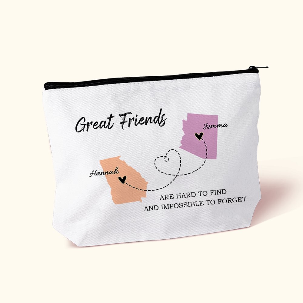 Personalisierte Staat zu Staat Karte Make Up Tasche mit Namen Graduierung Freundschaft Fern Geschenk für Familie Freund