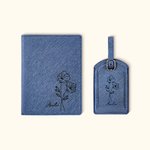 Personalized Birth Flower Leather Passport Holder and Luggage Tag with Name Birthday Gift for Travel Lovers Friends