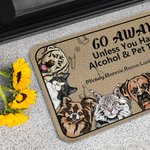 Personalisierte Go Away Unless You Have Pet Treats 1-6 Haustier Bilder Fußmatte mit Namen Housewarming Jahrestag Geschenk für Tierliebhaber