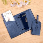 Personalized Birth Flower Leather Passport Holder and Luggage Tag with Name Birthday Gift for Travel Lovers Friends