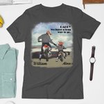 Personalized Motorcycle Helmet Father and Kid 100% Cotton T-shirt with Name Father's Day Gift for Dad Kid