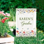 Personalisierte Frühling Blume Schmetterling Garten Flagge mit Text Hof Veranda Dekoration Urlaub Geschenk für Mama Oma Gartenarbeit Liebhaber