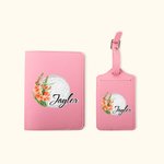 Gepersonaliseerd golfthema aquarel geboortebloem lederen paspoorthouder bagagelabelset met naam reisaccessoires verjaardagscadeau voor golfliefhebbers