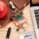 Cordino per badge identificativo personalizzato con stampa a zampa e perline con nappe Regalo di apprezzamento per l'insegnante amante degli animali domestici