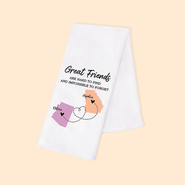 Torchon 100% Coton Personnalisé avec Noms Serviette de Thé Carte à Longue Distance Cadeau Graduation Amitié pour la Famille et les Amis