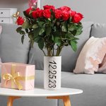 Personlig håndlaget leireglassvase med tekst Dato Bursdag Bryllupsgave til par